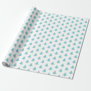 Christmas Tree Iconic Pattern Festive Aqua/White Wrapping Paper