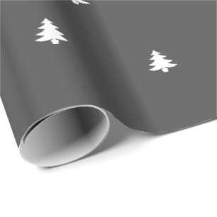 Christmas Tree Iconic Pattern Festive Black/White Wrapping Paper