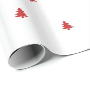 Christmas Tree Iconic Pattern Festive Red/White Wrapping Paper