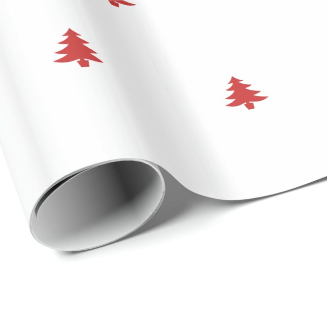 Christmas Tree Iconic Pattern Festive Red/White Wrapping Paper (Roll Corner)