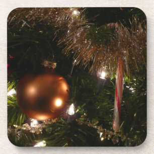 Christmas Tree II Holiday Red and Gold Coaster
