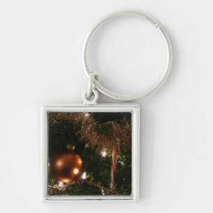 Christmas Tree II Holiday Red and Gold Key Ring