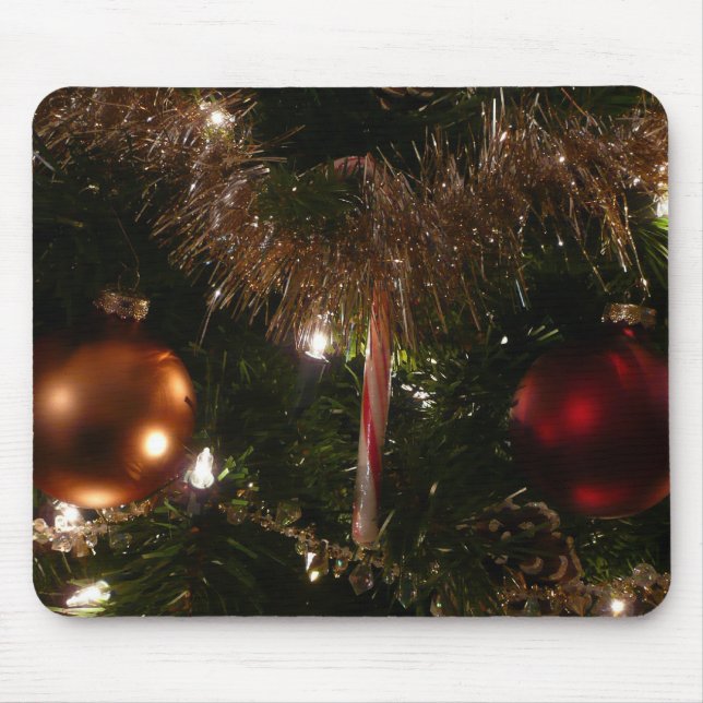 Christmas Tree II Holiday Red and Gold Mouse Mat (Front)