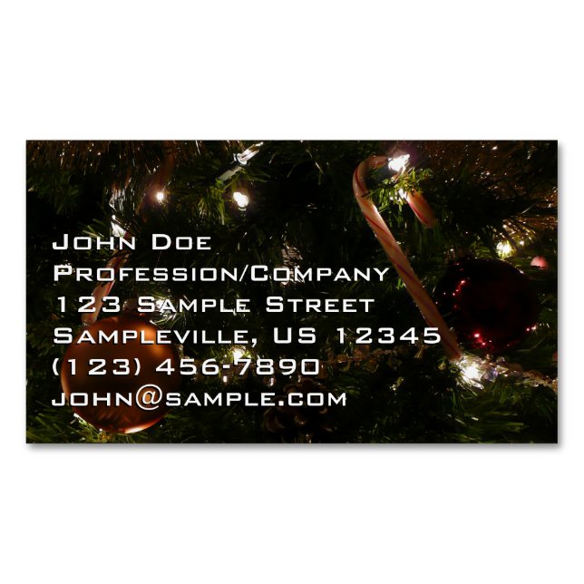 Christmas Tree III Holiday Scene Magnetic Business Card (Front)