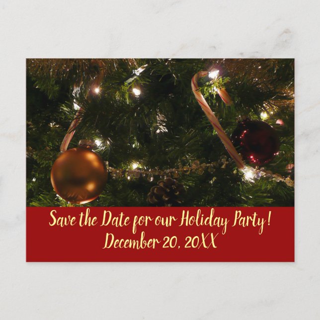Christmas Tree III Save the Date Announcement Postcard (Front)