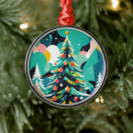 Christmas tree illustration 1 - Ceramic Ornament