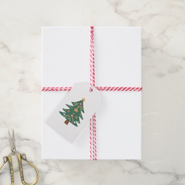 Christmas Tree Illustration Classic Gift Tags (With Twine)