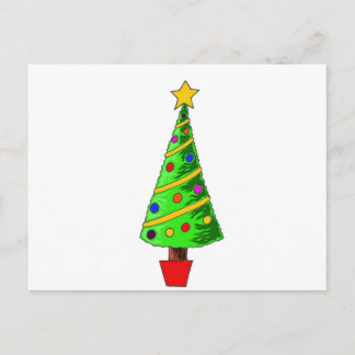 Christmas Tree Illustration Holiday Postcard