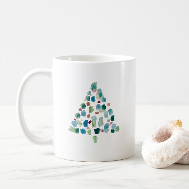 Christmas Tree Illustration Let it Snow Coffee Mug (With Donut)