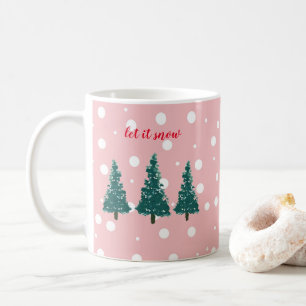 Christmas Tree Illustration Let it Snow Coffee Mug
