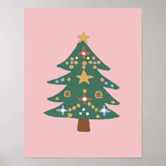 Christmas Tree Illustration Nordic Print (Front)