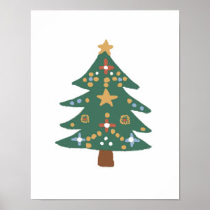 Christmas Tree Illustration Nordic Print