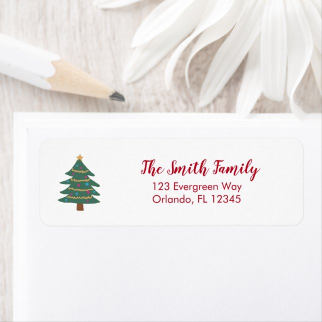 Christmas Tree Illustration Return Address Label (Insitu)