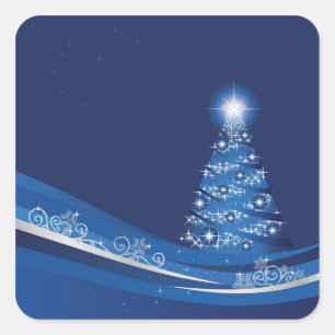 Christmas tree in a blue winter garden sticker