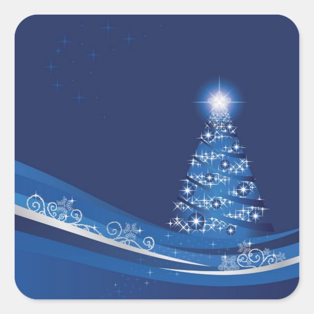Christmas tree in a blue winter garden sticker (Front)