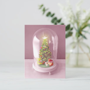 Christmas Tree in a Glass Dome Announcement Postcard