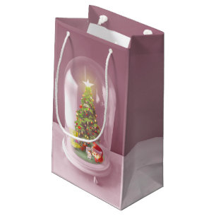 Christmas Tree in a Glass Dome Small Gift Bag