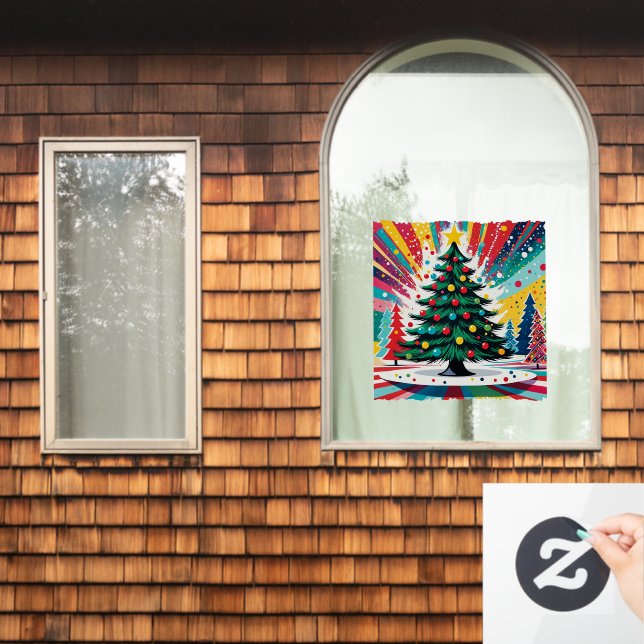 Christmas Tree in abstract art 39 - Fan Fun Window Cling (Home Window)