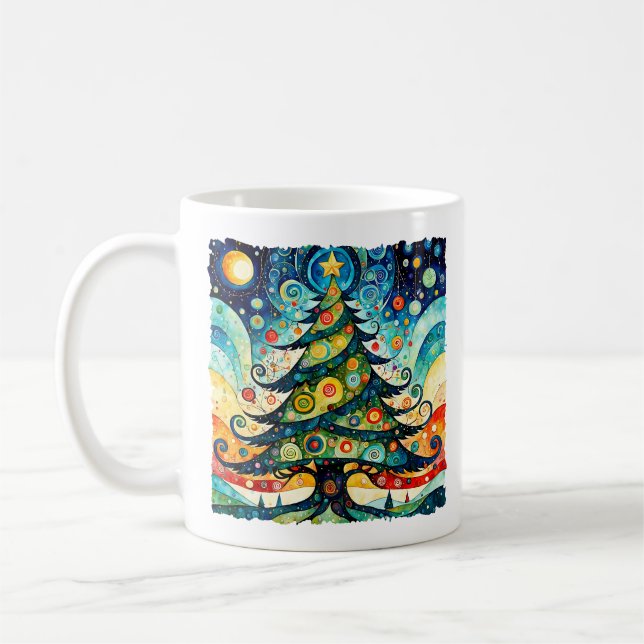 Christmas Tree in abstract art 3 - Fan Fun Coffee Mug (Left)