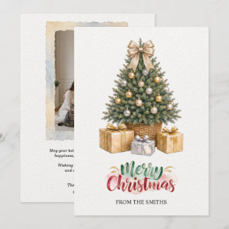 Christmas Tree in Basket Family Photo Card