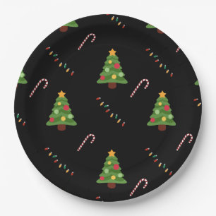 Christmas Tree in Black Paper Plate