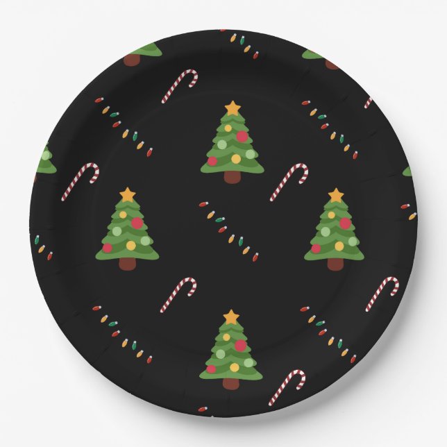 Christmas Tree in Black Paper Plate (Front)
