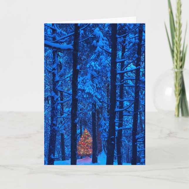 Christmas Tree in Blue Woods Card (Front)