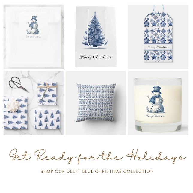 Christmas Tree in Delft Blue, customisable Glass Coaster (Creator Uploaded)