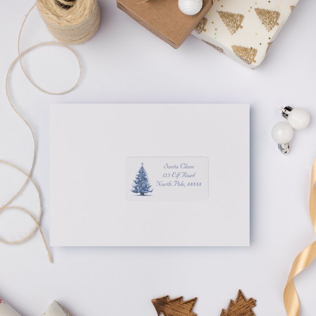 Christmas Tree in Delft Blue customisable Label (Creator Uploaded)