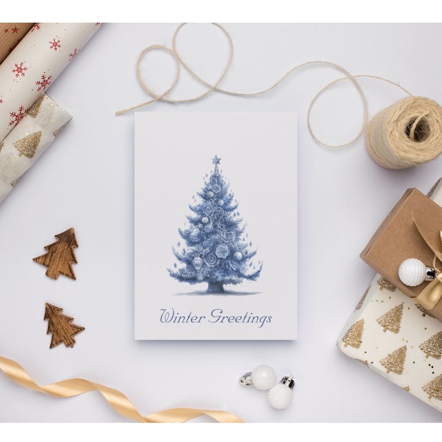 Christmas Tree in Delft Blue Holiday Card (Creator Uploaded)