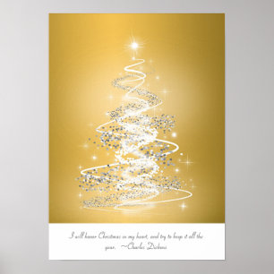 Christmas Tree In Gold Poster