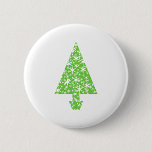 Christmas Tree in Green and White. 6 Cm Round Badge