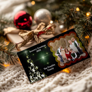 Christmas Tree in Midnight Green Your Photo Holiday Card