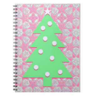 Christmas Tree in Pink and Green Journal Notebook