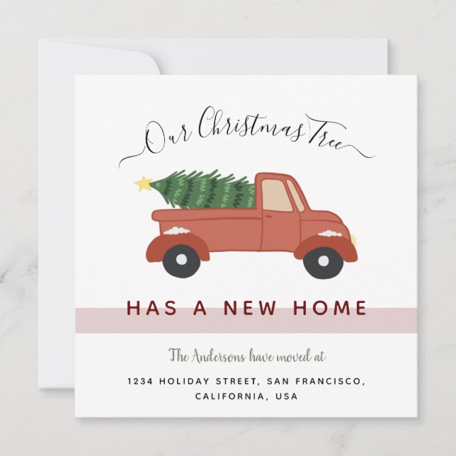 Christmas Tree in Red Car Moving Holiday  Announcement (Front)