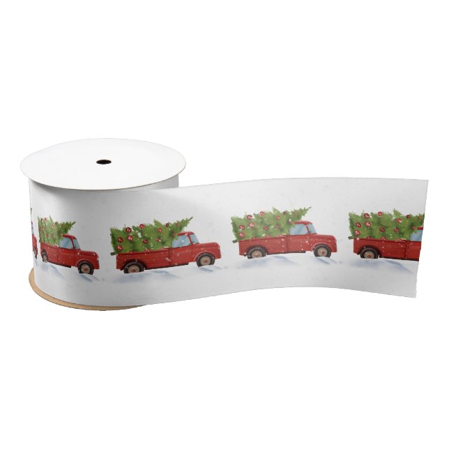 Christmas Tree in Red Truck Satin Ribbon (Spool)