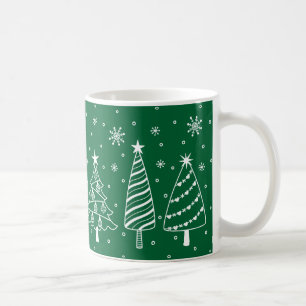 Christmas Tree in Snow Chalk Board Green and White Coffee Mug