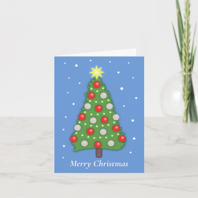 Christmas Tree in Snow Festive Holiday Card (Front)
