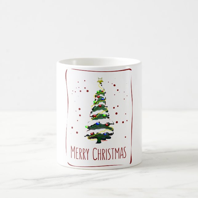 Christmas Tree In The Snow, Greeting Card 2022 Coffee Mug (Center)