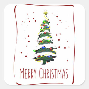 Christmas Tree In The Snow, Greeting Card 2022 Square Sticker