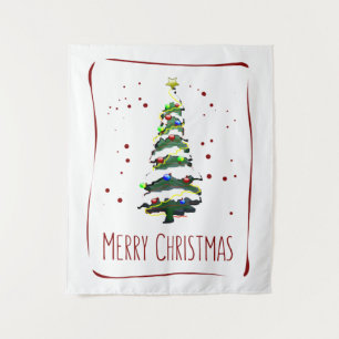 Christmas Tree In The Snow, Greeting Card 2022 Tapestry
