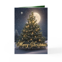 Christmas tree in the snow holiday card