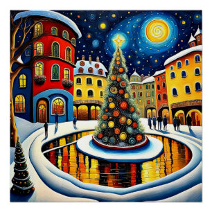 Christmas tree in town square 5 poster