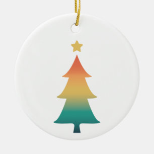 Christmas tree in twilight ceramic ornament