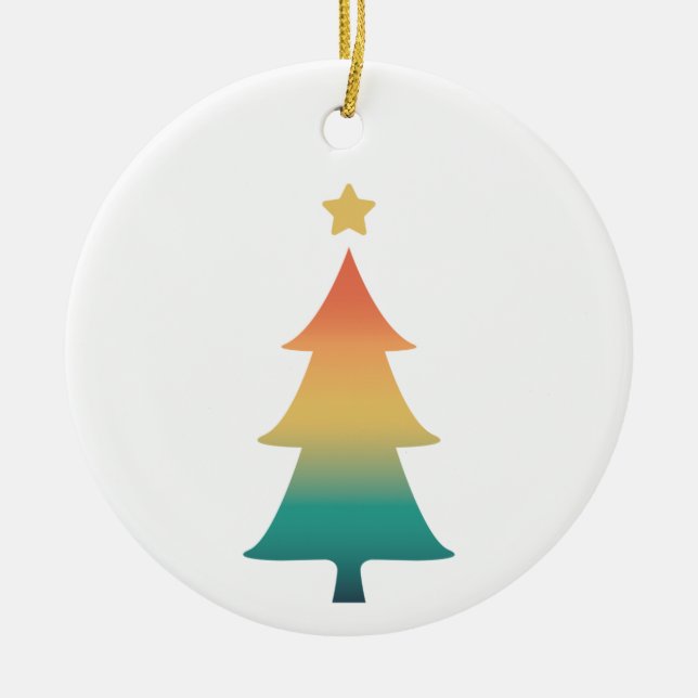 Christmas tree in twilight ceramic ornament (Front)