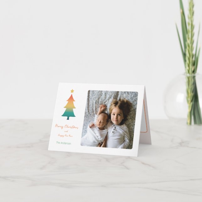 Christmas tree in twilight holiday card (Front)