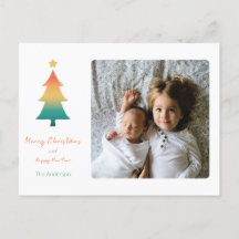 Christmas tree in twilight Holiday greeting Postca