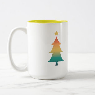 Christmas tree in twilight  Two-Tone coffee mug