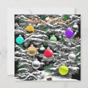 Christmas tree in white&black with a touch of colo