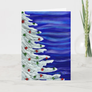Christmas tree in white. holiday card